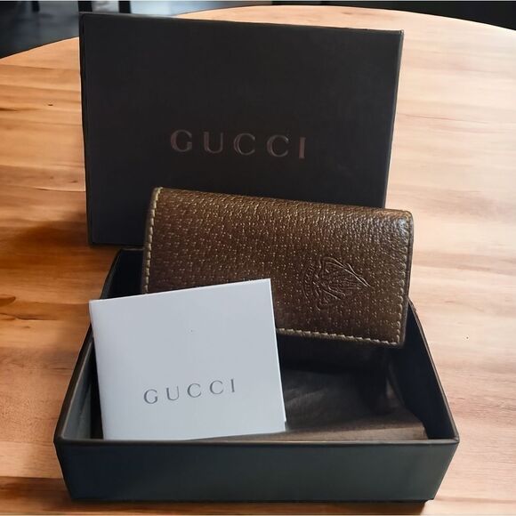 Gucci New Vintage Rare Brown Key and Card Holder with Box - Picture 1 of 10